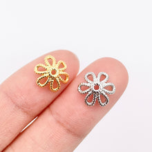 Load image into Gallery viewer, 10mm Flower Bead Caps in 18K Gold/Silver Plated Copper Jewelry Findings 50 PCS
