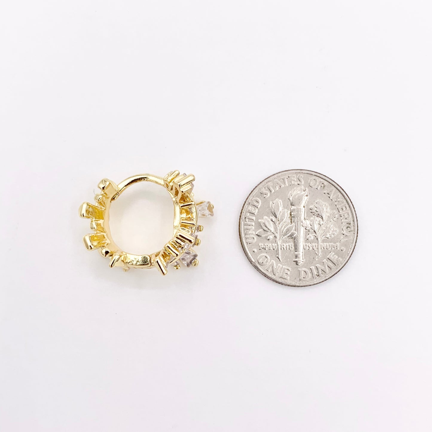 Irregular Horizontal Lined Micro Pave CZ Earring Huggies in Real 18K Gold/Silver Plated Copper 15mm 3 PAIRS