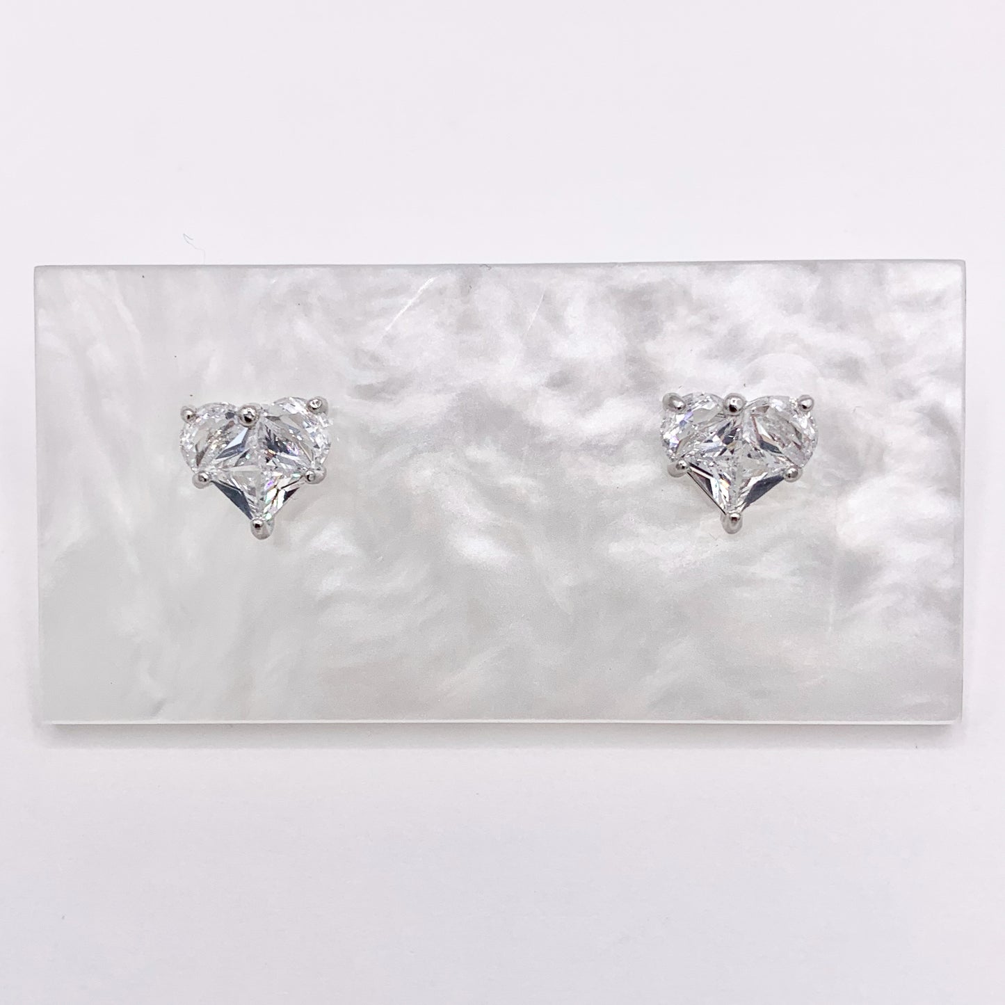 Cute Tiny Heart Earring Studs in Rhinestone CZ Pave Designed in 18K Gold or Silver Plated Copper 4 PAIRS