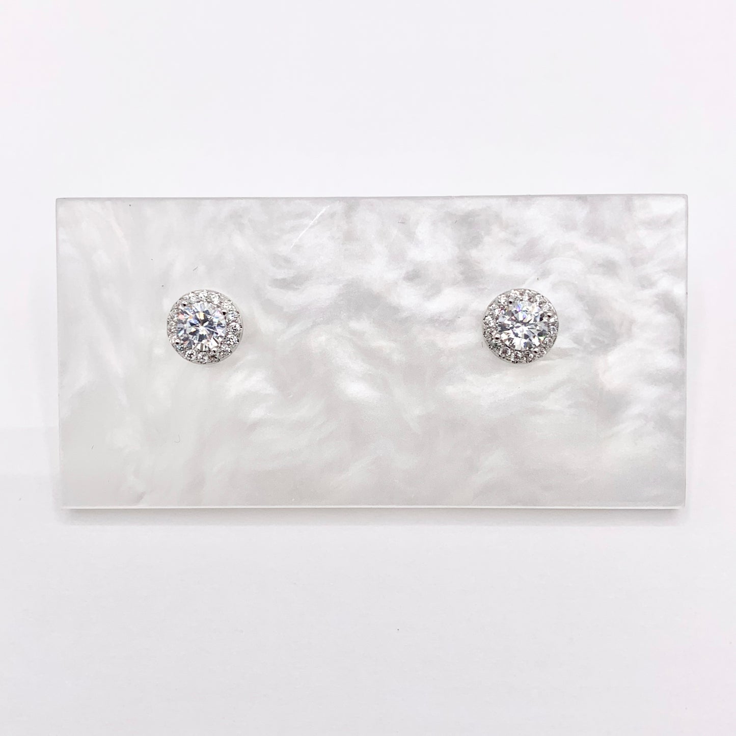 18K Gold/Platinum Plated CZ Pave Round Halo Earring Studs Over Copper 5 PAIRS