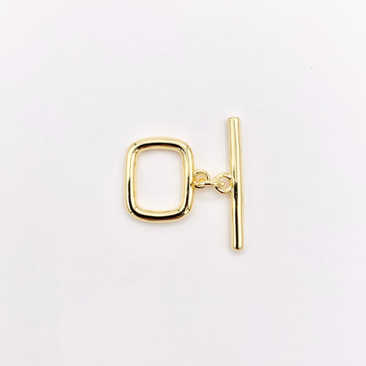 Minimalist Rectangular Toggle in Real Gold 18K Plated Over Copper 10 PCS
