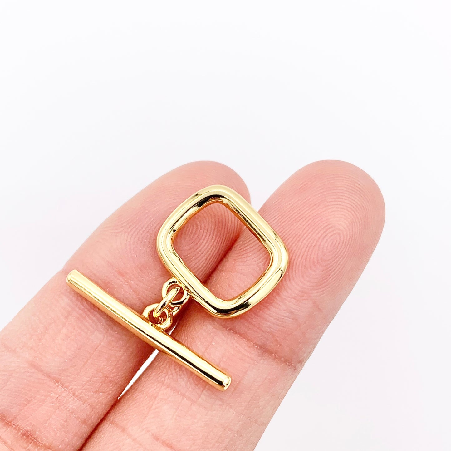 Minimalist Rectangular Toggle in Real Gold 18K Plated Over Copper 10 PCS