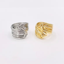 Cargar imagen en el visor de la galería, 18K Gold and Silver Plated Plain Wire Wrapped Bypass Adjustable Ring 5 PCS
