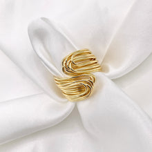 Cargar imagen en el visor de la galería, 18K Gold and Silver Plated Plain Wire Wrapped Bypass Adjustable Ring 5 PCS
