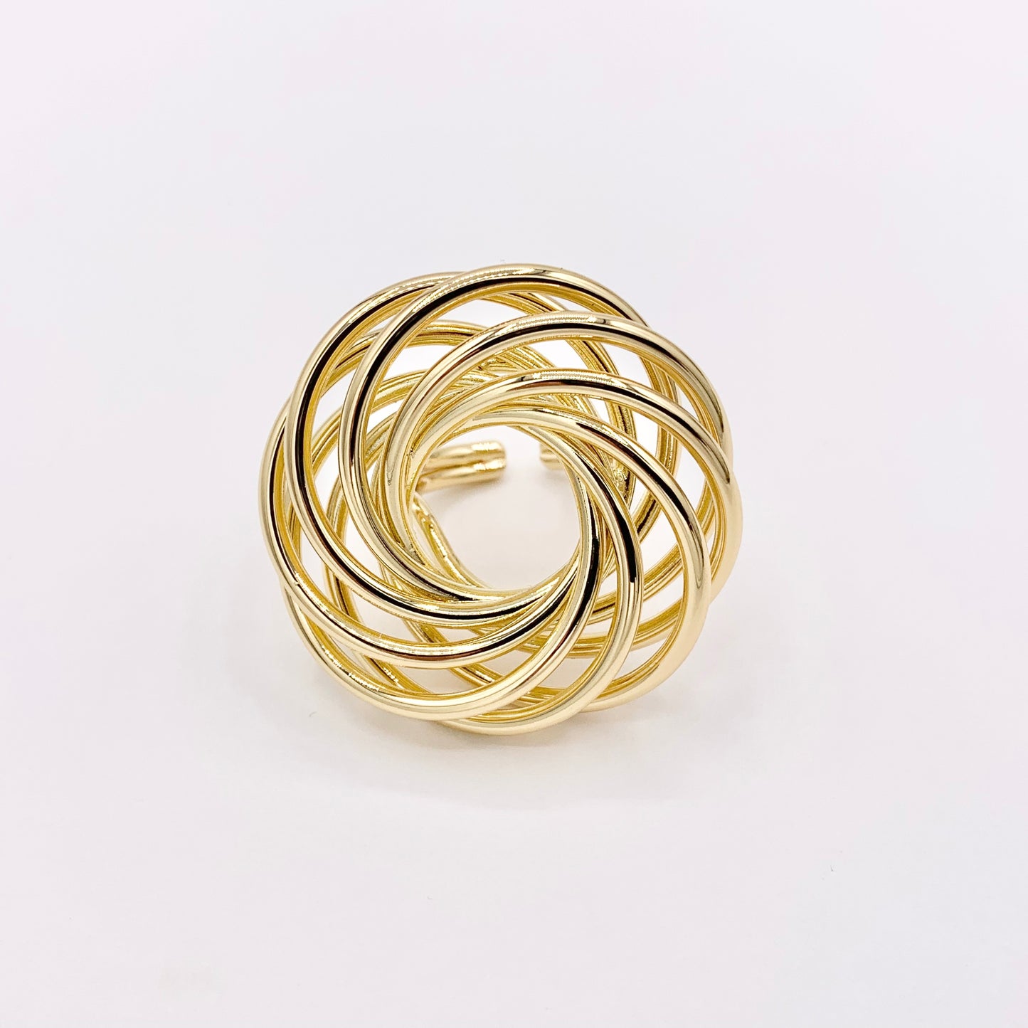 Large Swirl Wreath Ring in 18K Gold Plated Plain Wire Wrapped Adjustable Ring 3 PCS