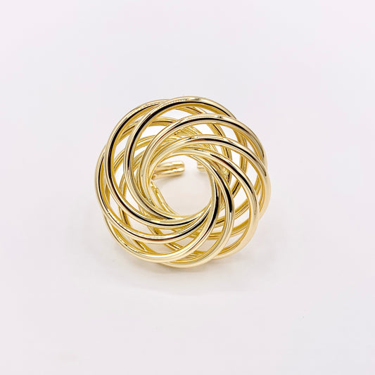 Large Swirl Wreath Ring in 18K Gold Plated Plain Wire Wrapped Adjustable Ring 3 PCS