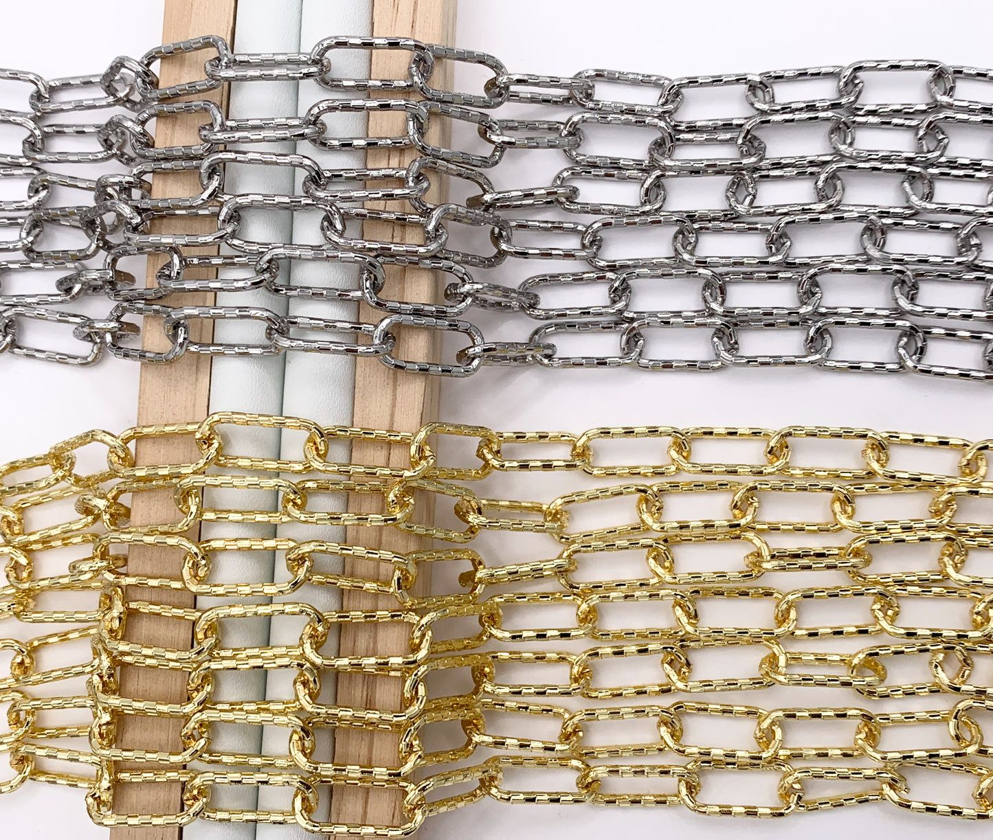 Faceted Paperclip Link Chain in Real 18K Gold/Silver Plated Copper By The Spool For Jewelry Making