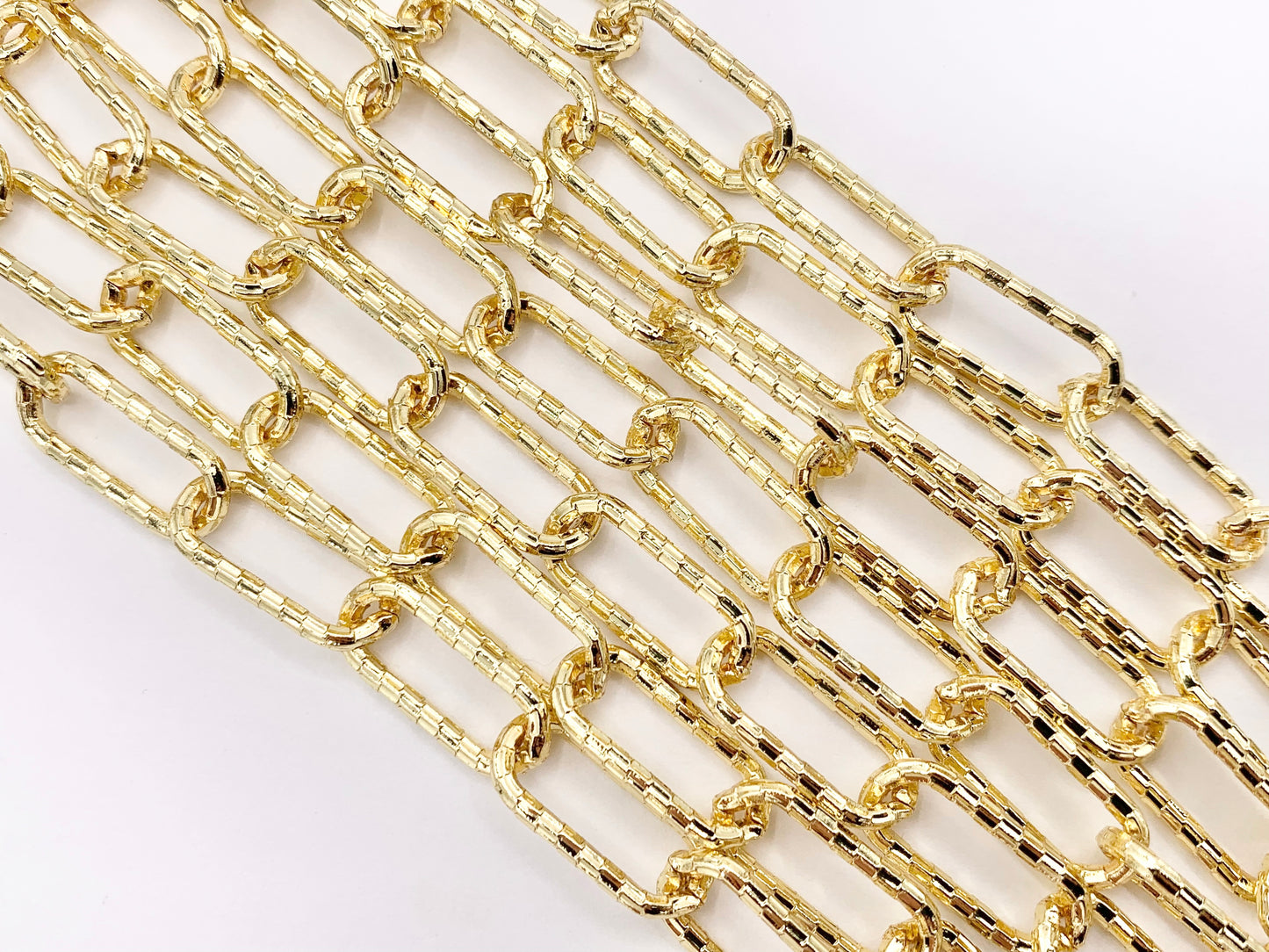 Faceted Paperclip Link Chain in Real 18K Gold/Silver Plated Copper By The Spool For Jewelry Making