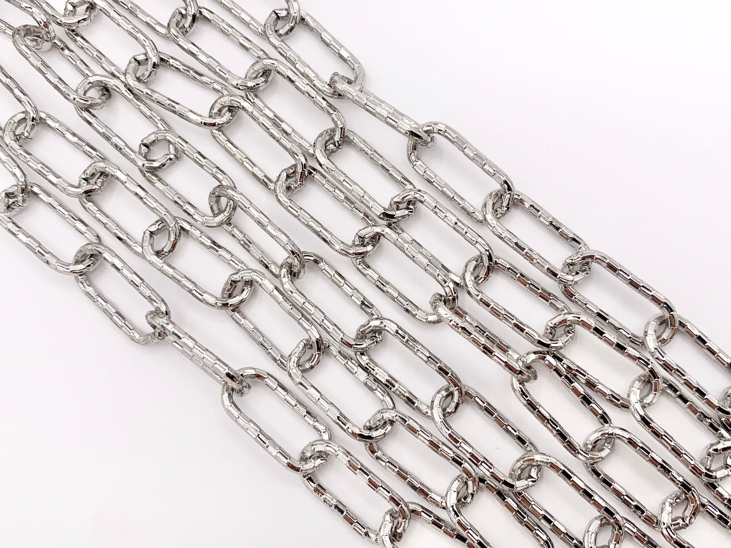 Faceted Paperclip Link Chain in Real 18K Gold/Silver Plated Copper By The Spool For Jewelry Making