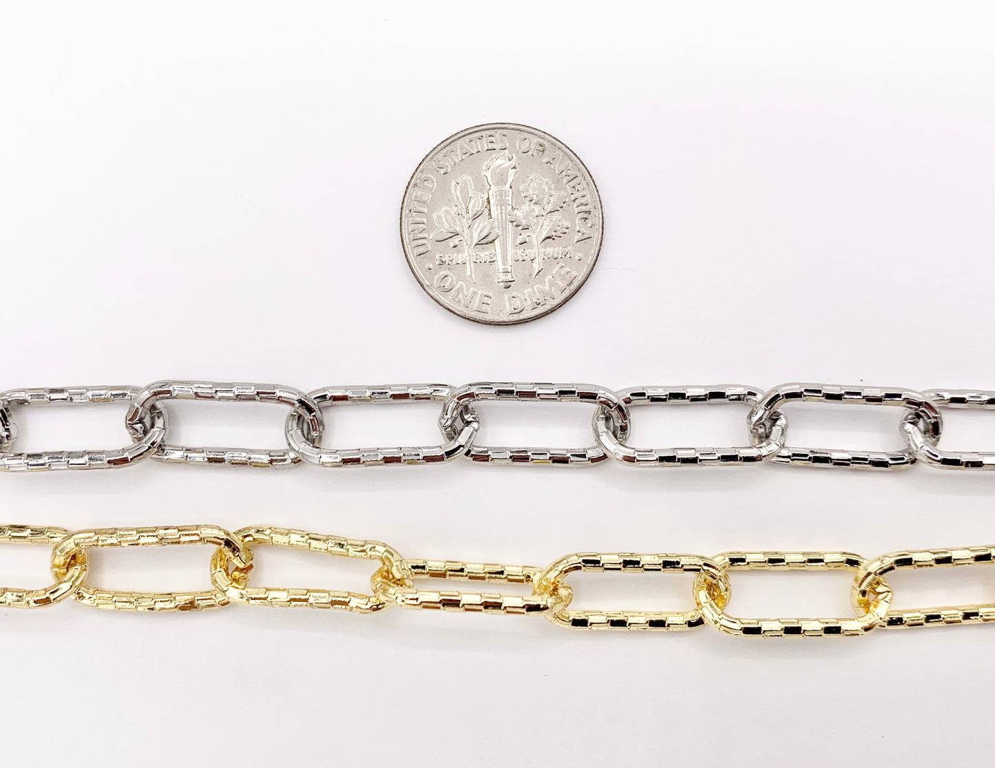 Faceted Paperclip Link Chain in Real 18K Gold/Silver Plated Copper By The Spool For Jewelry Making