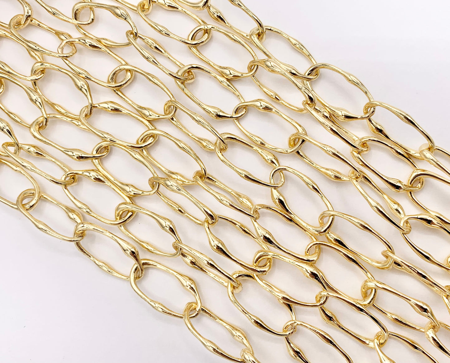 Irregular Oval Chain in Real 18K Gold Plated Chain By The Spool For Jewelry Making