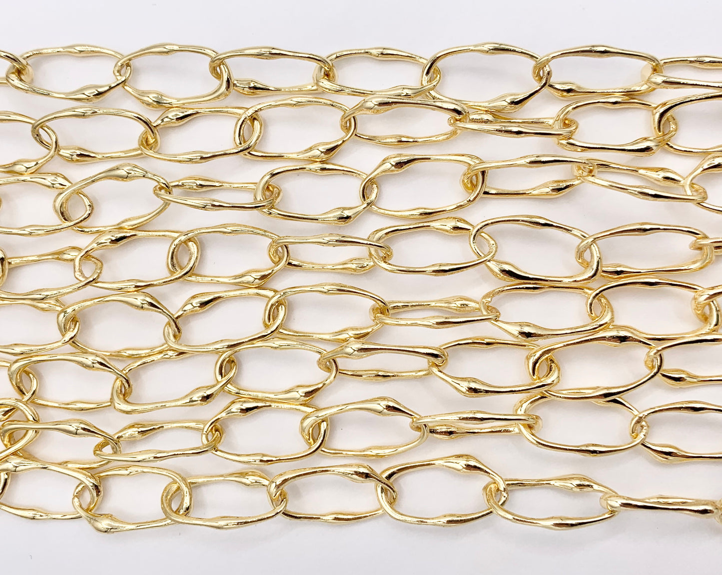 Irregular Oval Chain in Real 18K Gold Plated Chain By The Spool For Jewelry Making