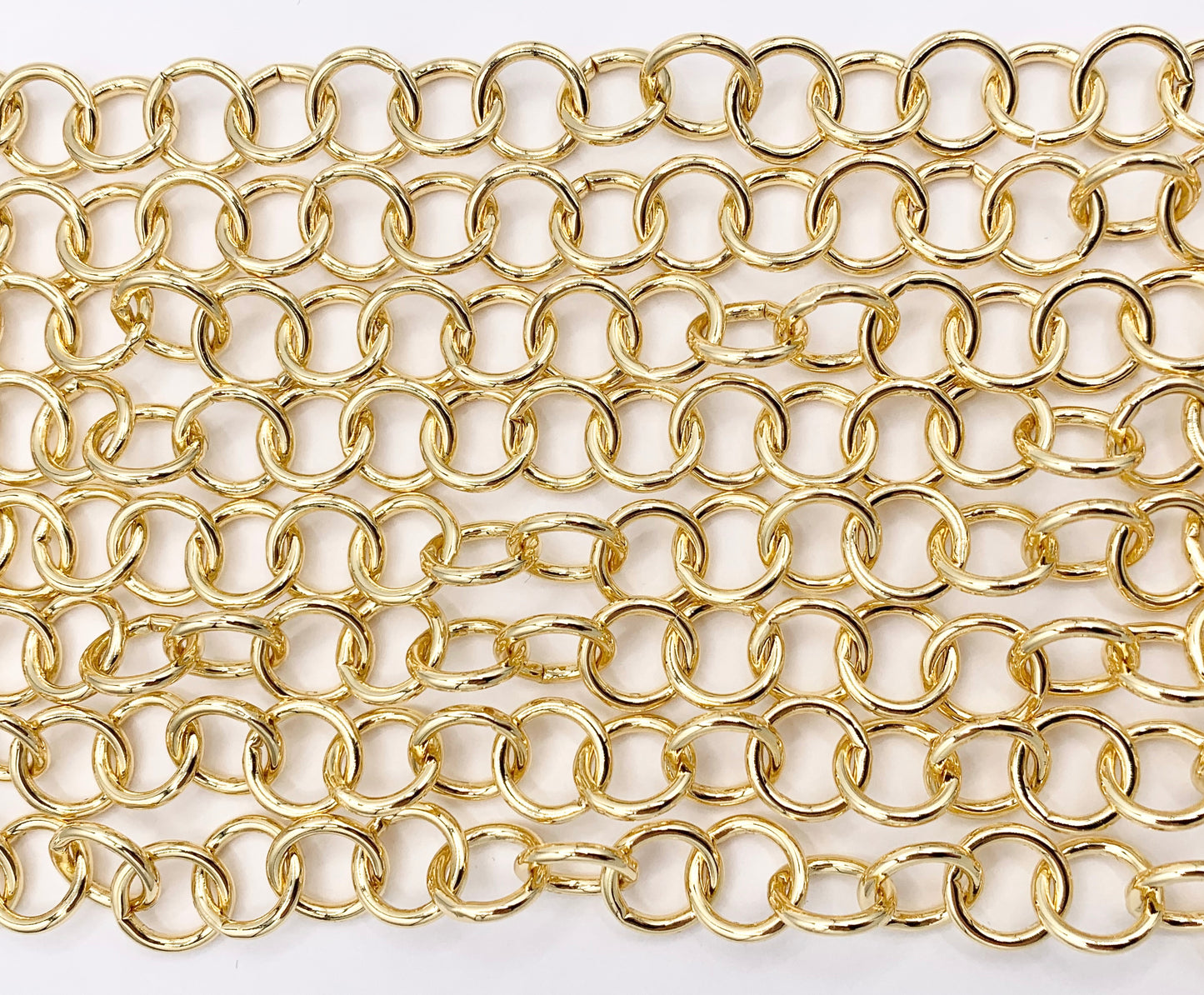 Smooth Circle Link Chain in Real 18K Gold Plated Copper By The Spool For Jewelry Making