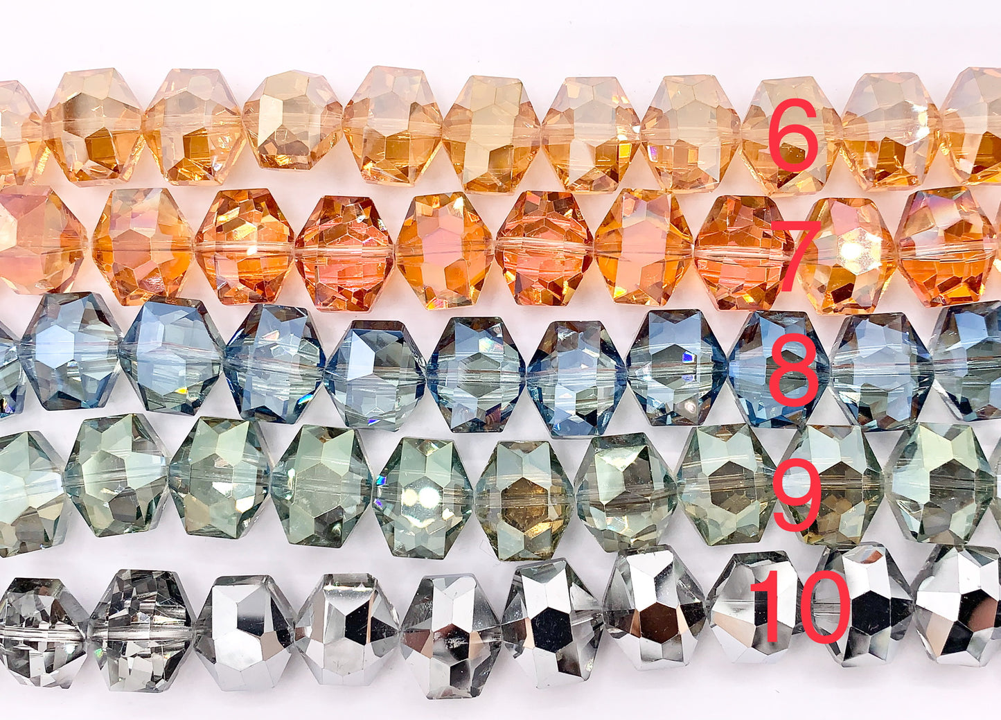 12x14mm Ice Shape Faceted Shiny Glass Hexagon Crystal Beads Strand 14 Colors Available!!