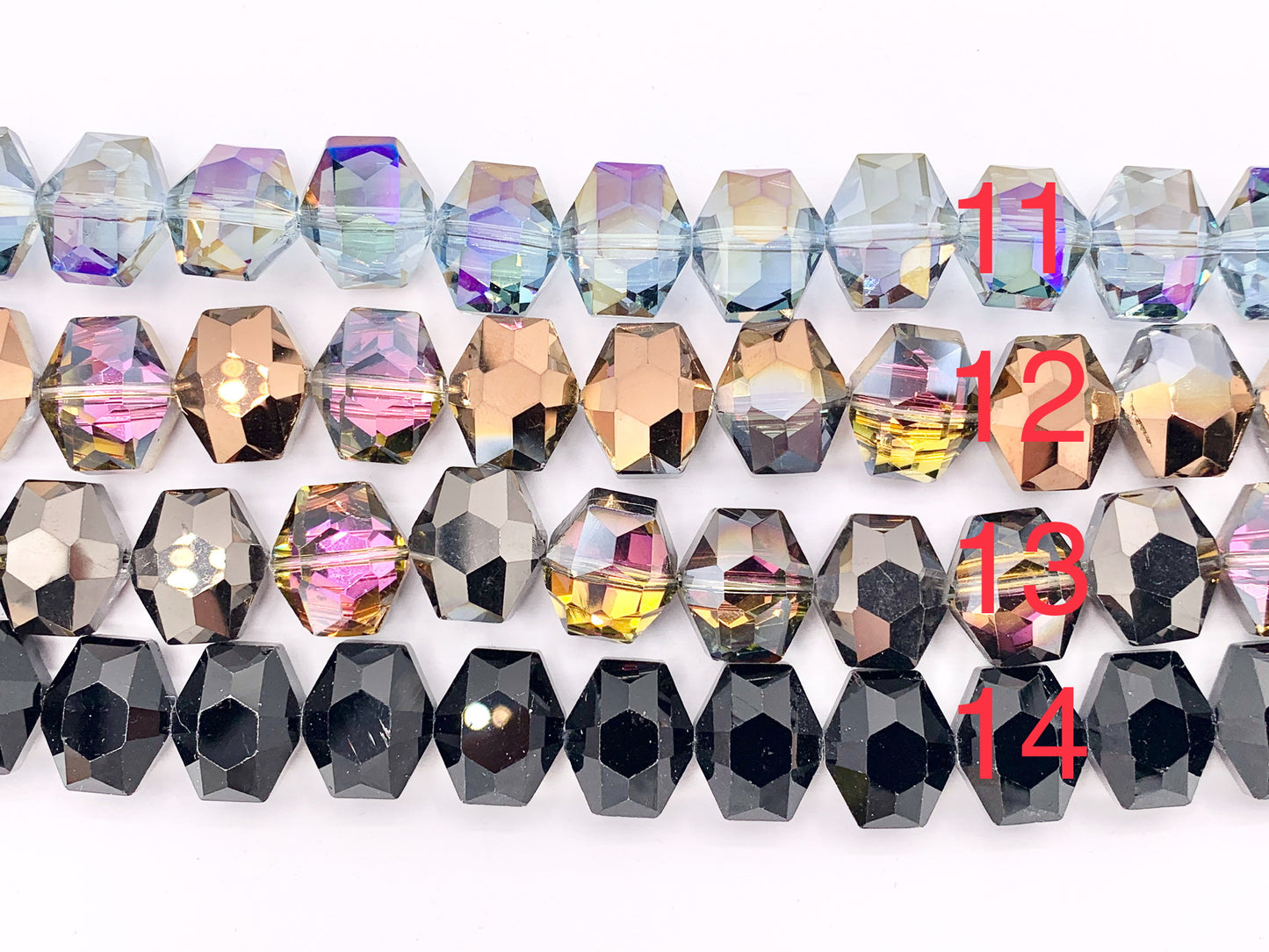 12x14mm Ice Shape Faceted Shiny Glass Hexagon Crystal Beads Strand 14 Colors Available!!