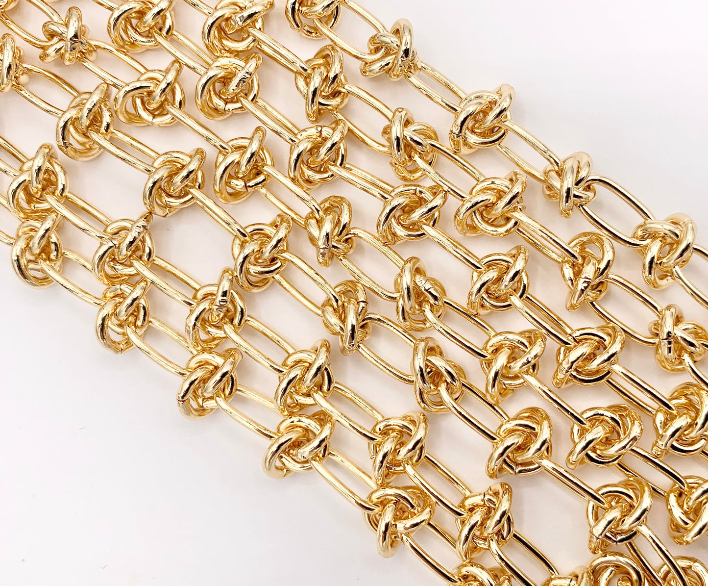 Oval/Paperclip Chain with Knot Links in Real 18K Gold Plated Chain By The Spool For Jewelry Making