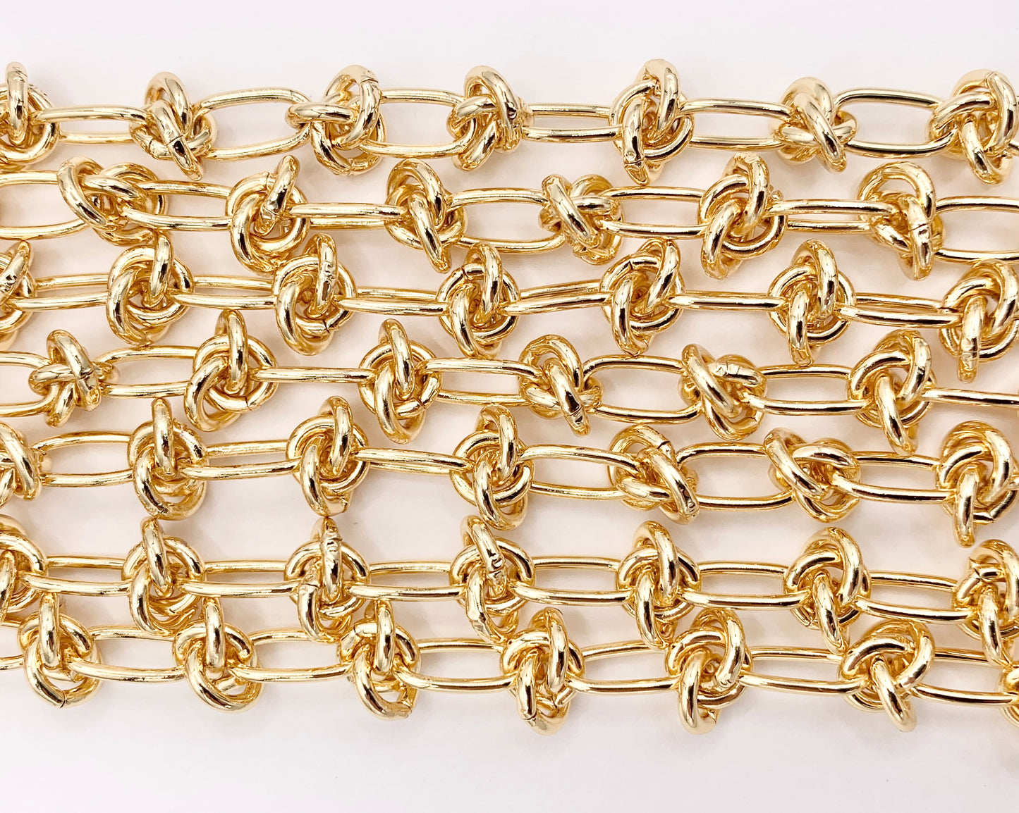 Oval/Paperclip Chain with Knot Links in Real 18K Gold Plated Chain By The Spool For Jewelry Making