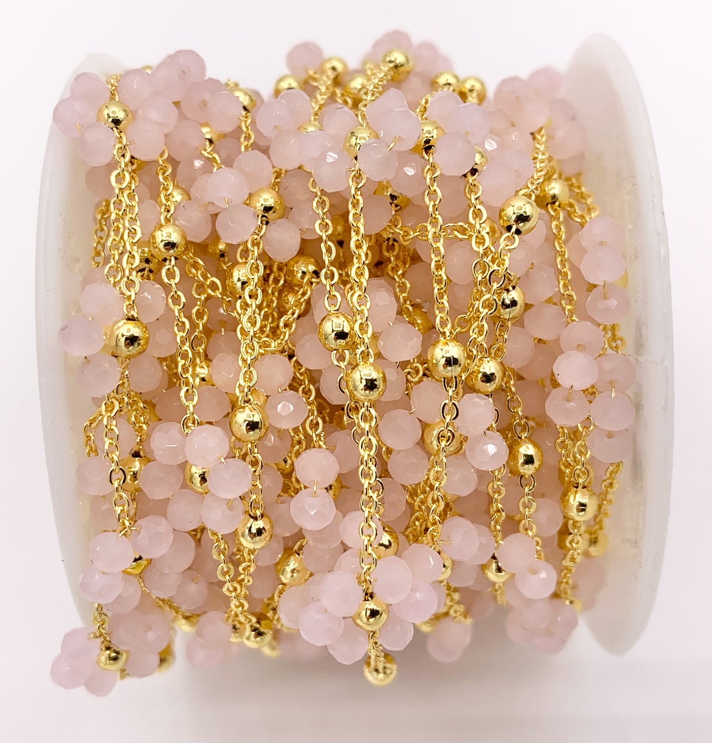 Colorful Crystal Beaded Daisy Flower Chain in 18K Gold Plated Copper By Spool For Jewelry Making