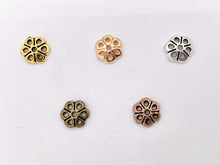 Load image into Gallery viewer, 6-7mm Pewter Tiny Daisy Bead Caps Cute Flower Space Beads in Antique Gold, Rosy Gold, Silver, Copper and Bronze Color 100
