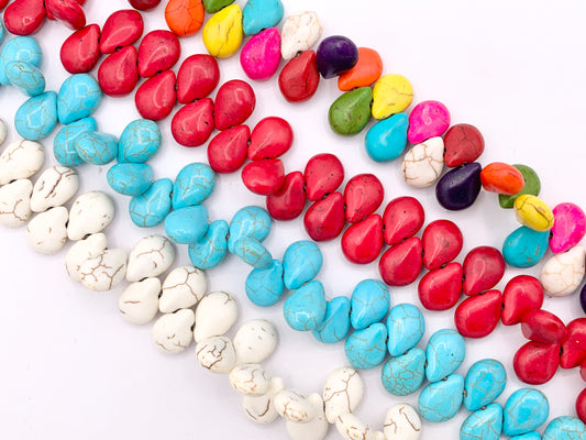 10x14mm Howlite Teardrop Beads Available in Multicolor, Red, Turquoise and White Color Around 15" Price for 1 Strand