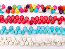 Cargar imagen en el visor de la galería, 10x14mm Howlite Teardrop Beads Available in Multicolor, Red, Turquoise and White Color Around 15" Price for 1 Strand
