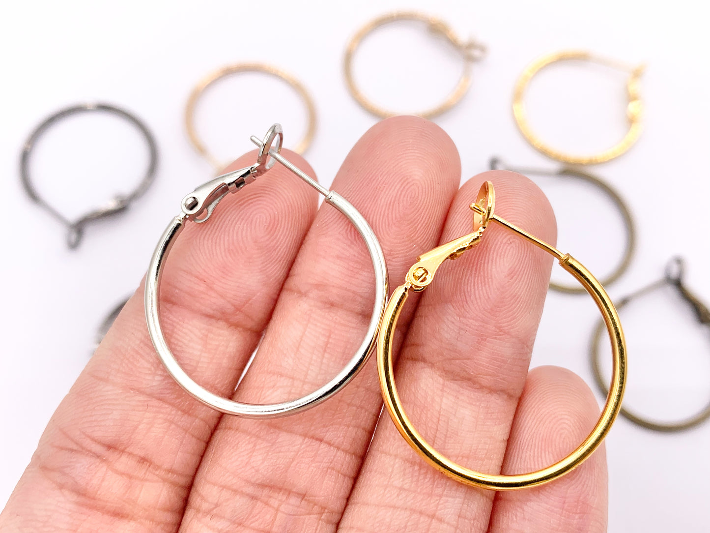 25mm Pewter Plain Earring Hoops Available in Gold, Silver, Copper, Brass And Gunmetal 9 PAIRS