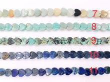 Cargar imagen en el visor de la galería, 6mm Heart Shape Hand Cut Gemstone Beads Valentine's Day Heart Beads 15" Tiger's Eye/Rhodonite/Rose Quartz/Amazonite/Lapis/Agate and More
