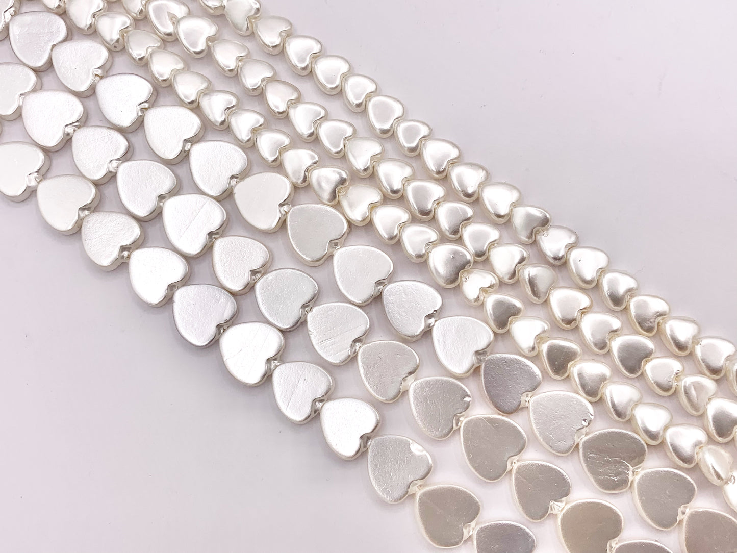 6mm 8mm Shell Pearl Heart Shape Mother of Pearl White Heart Beads Around 15-16"