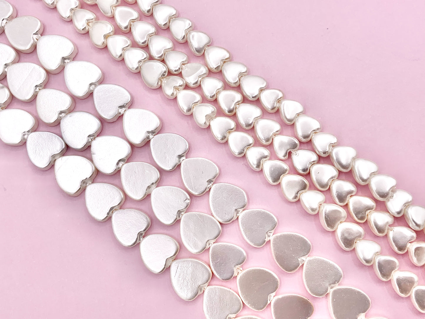 6mm 8mm Shell Pearl Heart Shape Mother of Pearl White Heart Beads Around 15-16"
