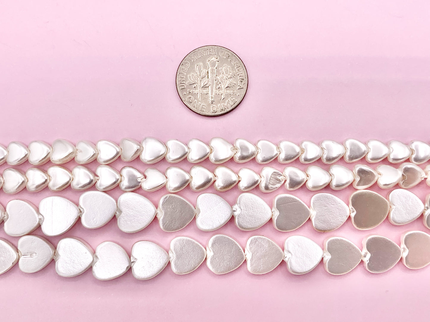 6mm 8mm Shell Pearl Heart Shape Mother of Pearl White Heart Beads Around 15-16"