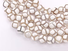 Load image into Gallery viewer, Matte White Tibetan Dzi Agate Round Natural Gemstone Beads 14"
