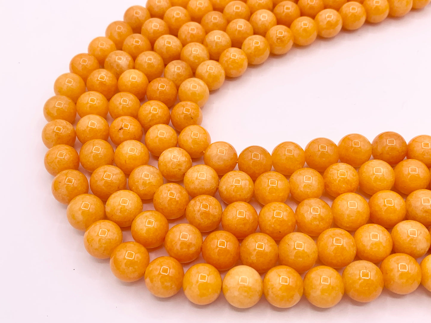 Bright Orange Dyed Malaysian Jade Round Smooth Shiny Natural Stone Beads Beautiful Candy Color Beads 6mm 8mm 10mm 12mm Around 15"