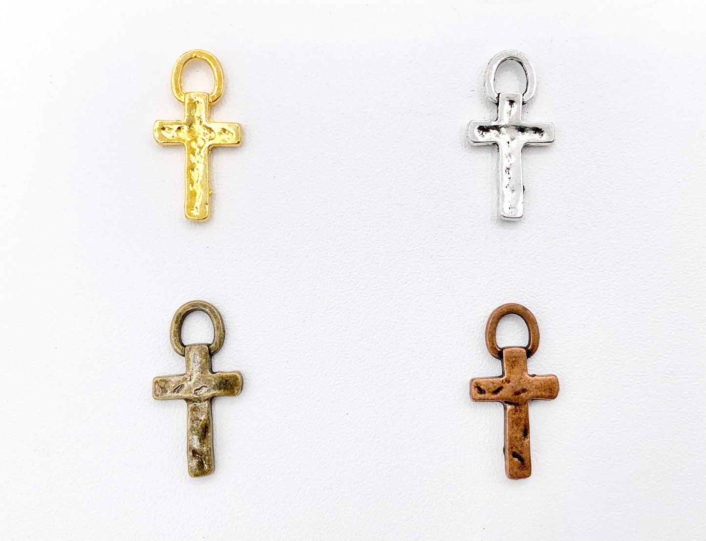 10x20mm Peltre Pequeña Cruz Encantos Pequeño Colgante Religioso Orden a granel Oro, Plata, Bronce, Cobre
