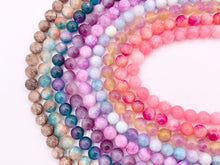 Cargar imagen en el visor de la galería, 8mm Beautiful Marble Color Dyed Jade Smooth Round Beads | Multicolor Dyed Jade Imitation Stone Beads Around 15" Price Per Strand 9 Colors!
