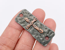 Load image into Gallery viewer, 15x37mm Pewter Cross Rectangular Pendants in Gold, Silver, Bronze, Copper, Gunmetal
