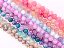 Cargar imagen en el visor de la galería, 8mm Beautiful Marble Color Dyed Jade Smooth Round Beads | Multicolor Dyed Jade Imitation Stone Beads Around 15" Price Per Strand 9 Colors!
