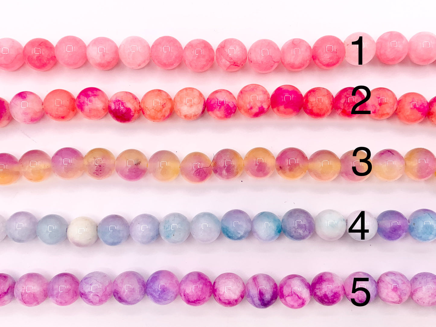 8mm Beautiful Marble Color Dyed Jade Smooth Round Beads | Multicolor Dyed Jade Imitation Stone Beads Around 15" Price Per Strand 9 Colors!
