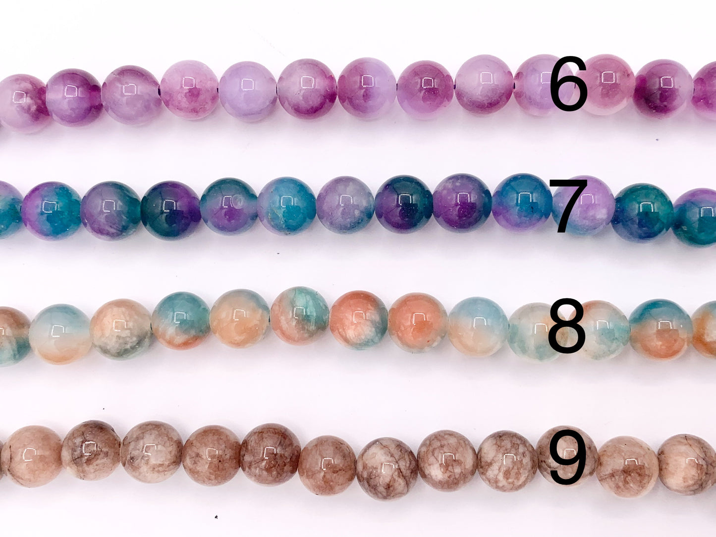 8mm Beautiful Marble Color Dyed Jade Smooth Round Beads | Multicolor Dyed Jade Imitation Stone Beads Around 15" Price Per Strand 9 Colors!