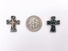 Load image into Gallery viewer, 14x18mm Pewter Small Hammered Cross Charms Religious Pendant in 7 Colors 25 PCS
