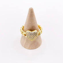 Cargar imagen en el visor de la galería, Statement CZ Cubic Zirconia Puffy Heart Rings in 18K Gold Plated Copper 4 PCS
