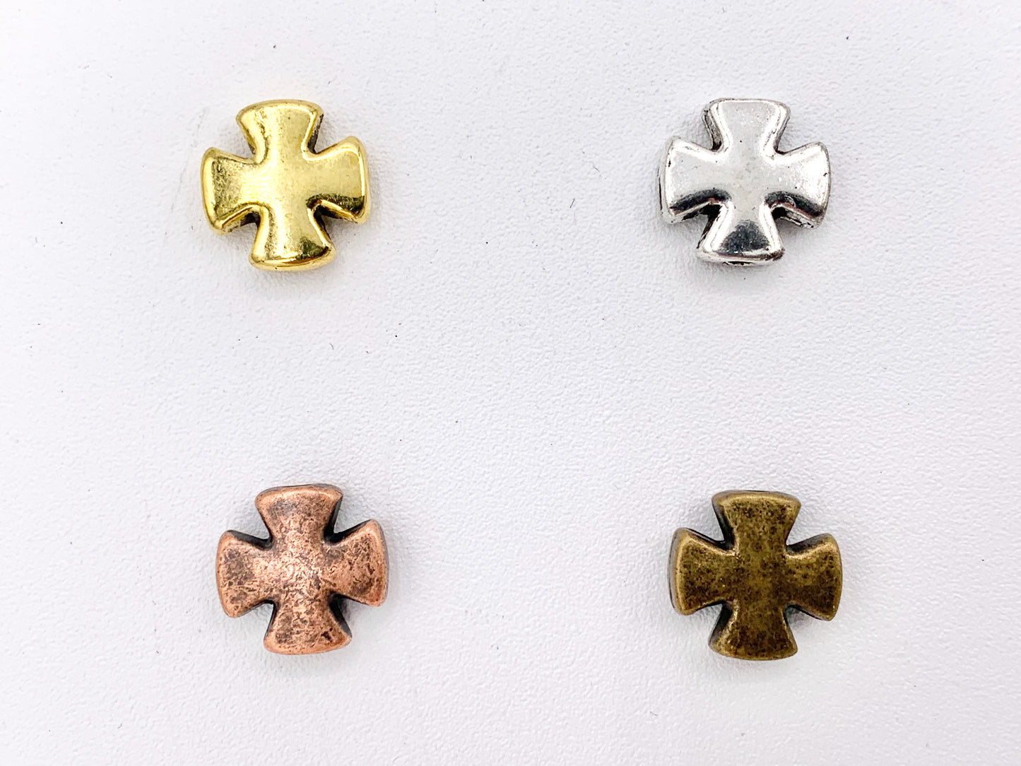 11mm Pewter Small Cross Spacer Beads Tiny Religious Spacers Bulk Order Gold, Silver, Bronze, Copper