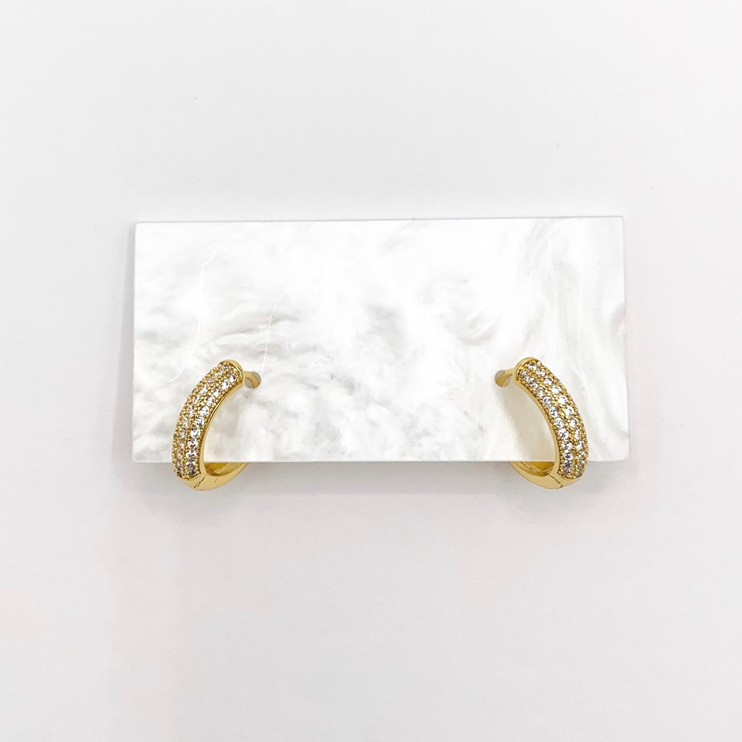 16mm Hoop Huggies Pave Earrings in Real Gold 18K Micro CZ Earring Hoop 5 PAIRS