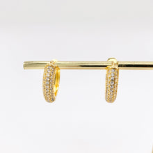 Cargar imagen en el visor de la galería, 16mm Hoop Huggies Pave Earrings in Real Gold 18K Micro CZ Earring Hoop 5 PAIRS
