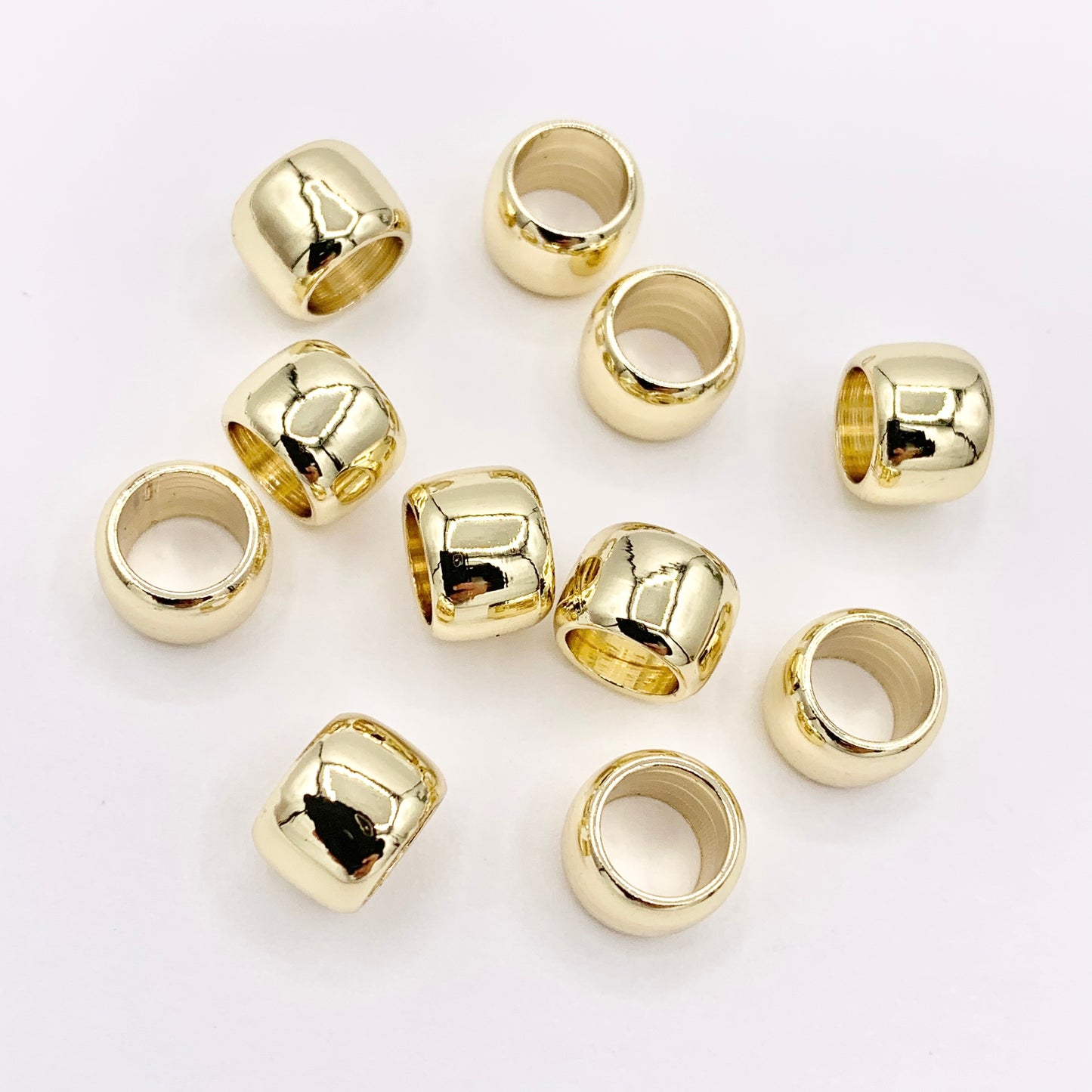 6x9mm Large Hole Barrel Spacer Beads in Real 18K Gold Plated Over Brass | Space Gold Beads For Jewelry Making/Designs 20 PCS