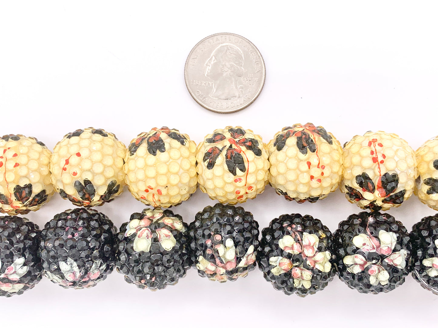 22mm Flower Print Acrylic Rhinestone Beads Shiny Round Ball Sparkle Gumball Resin Beads For Jewelry Making 6" |Available in 5 Colors