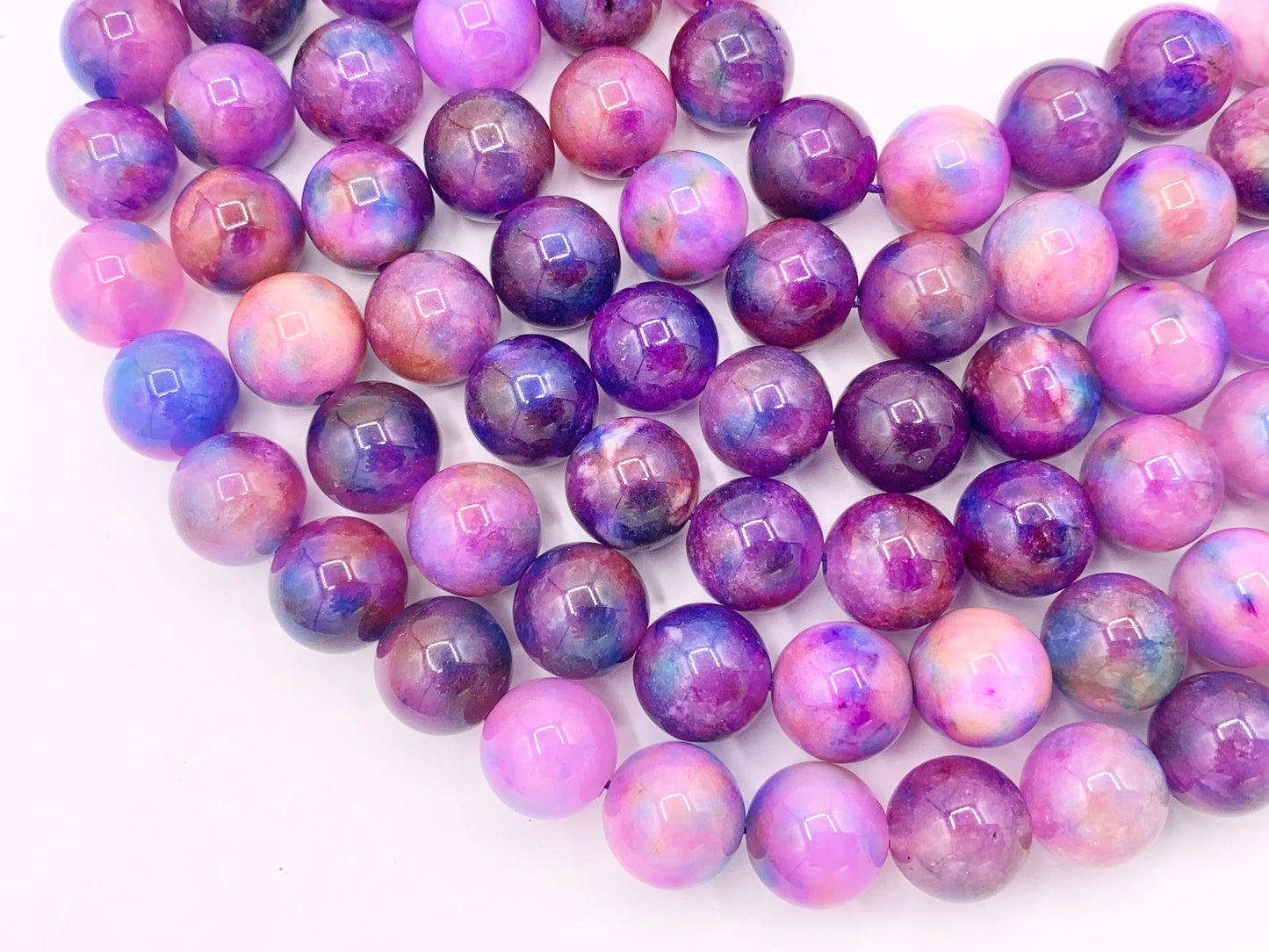 Marble Purple Dyed Malaysian Jade Round Smooth Shiny Natural Stone Beads Beautiful Mixed Purple Color Beads 6mm 8mm 10mm 12mm Around 15" (Copy)