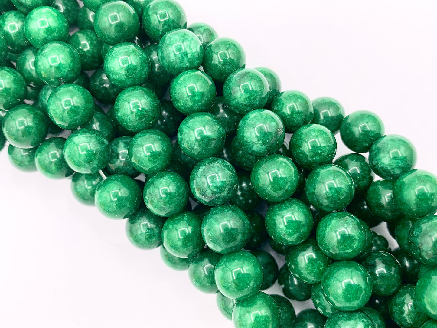 Dark Green Dyed Malaysian Jade Round Smooth Shiny Natural Stone Beads Beautiful Green Color Beads 6mm 8mm 10mm 12mm Around 15"