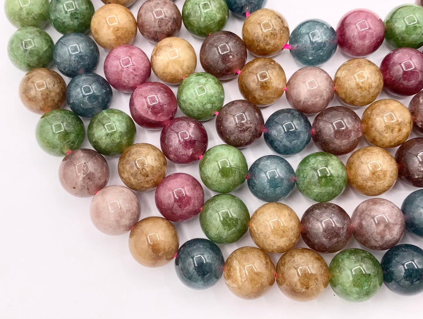 Dyed Malaysian Jade Round Smooth Shiny Natural Stone Beads Beautiful Dark Mixed Color Beads 4mm 6mm 8mm 10mm Around 15"