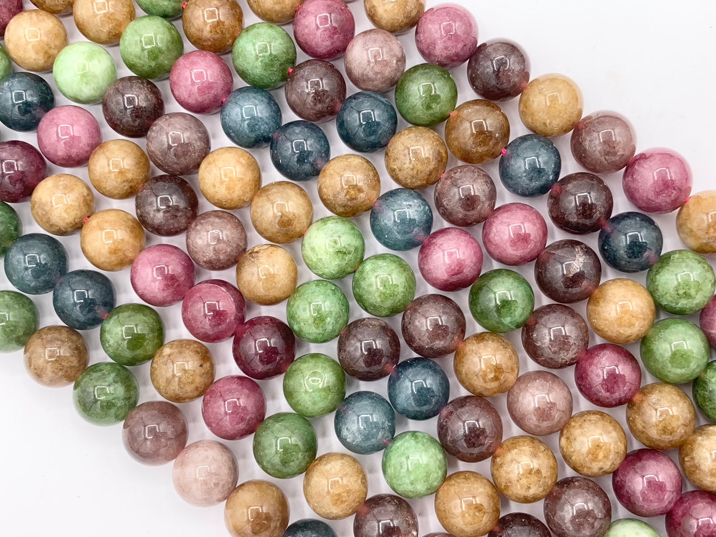 Dyed Malaysian Jade Round Smooth Shiny Natural Stone Beads Beautiful Dark Mixed Color Beads 4mm 6mm 8mm 10mm Around 15"