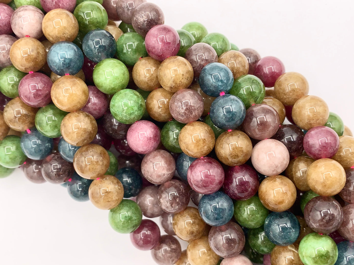 Dyed Malaysian Jade Round Smooth Shiny Natural Stone Beads Beautiful Dark Mixed Color Beads 4mm 6mm 8mm 10mm Around 15"